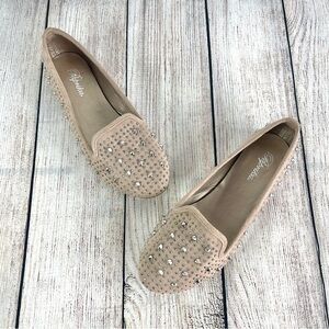 Paprika Silver Studded Tan Flats Loafers Size 7.5